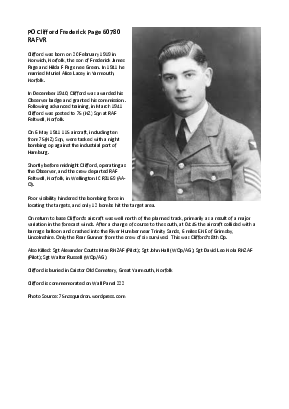 A preview of a PDF biography for Page, Clifford Frederick